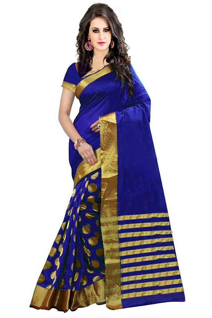 Royal Blue Saree with Golden Border ...